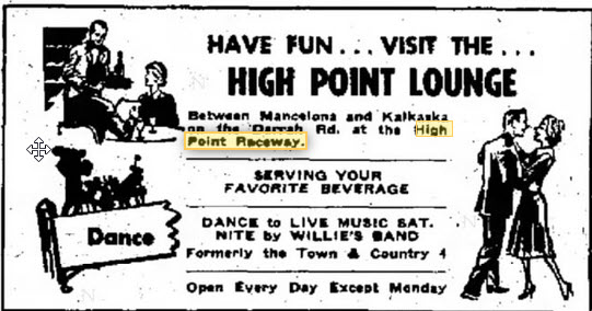 High Point Raceway - Feb 12 1971 Ad For Lounge At Raceway (newer photo)